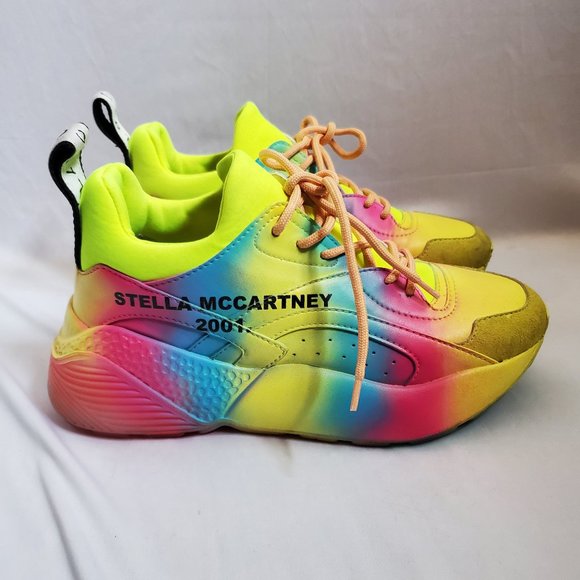 Stella McCartney Eclypse Printed Faux Leather Suede Exaggerated sole sneaker. - Picture 2 of 11